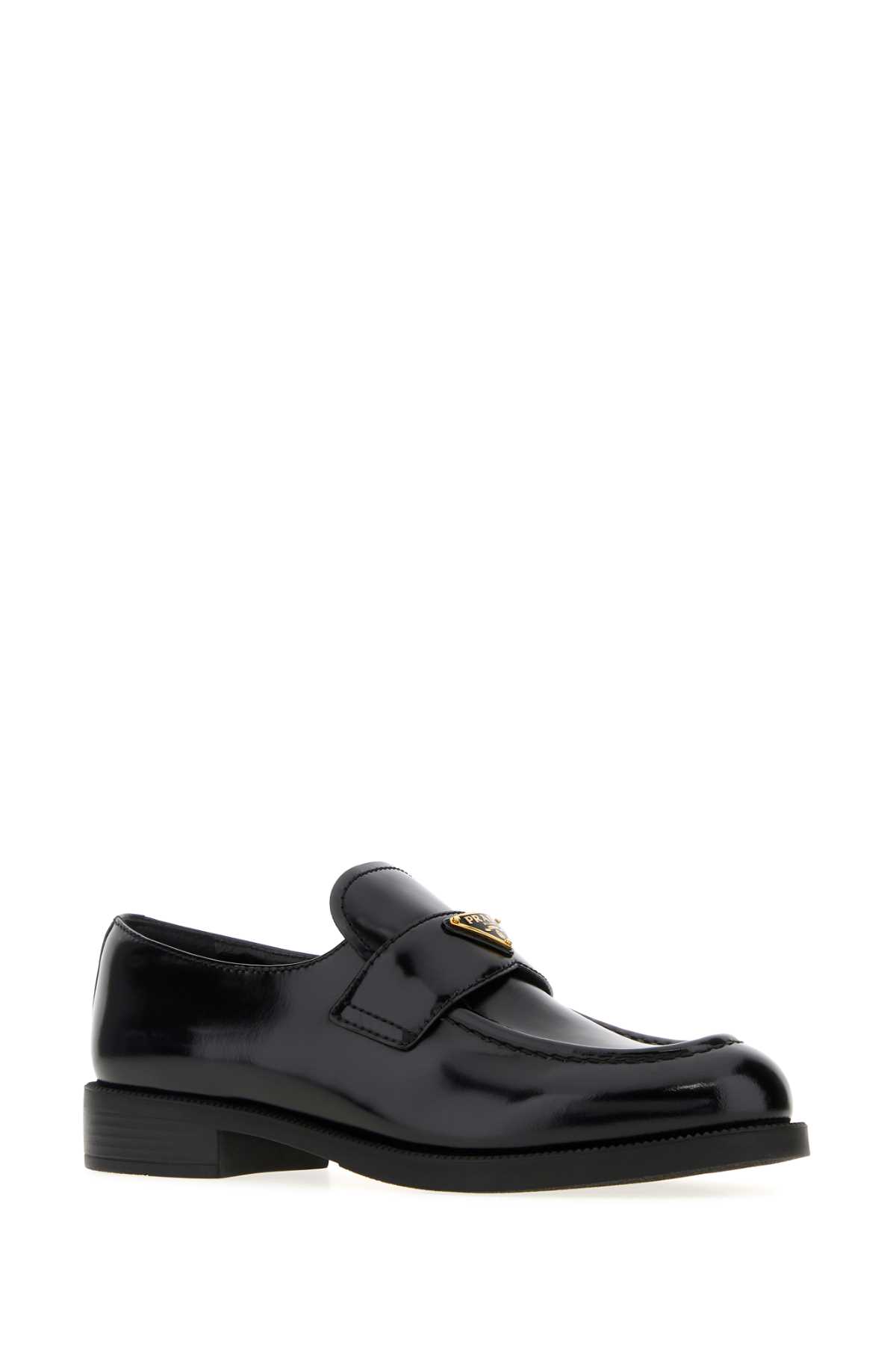 Prada Brand-plaque Patent Leather Loafers In Black