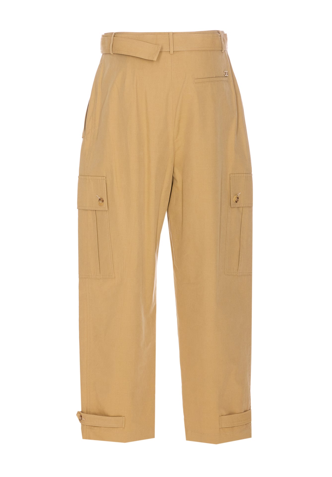 Liu •jo Trousers With Cargo Pockets And Adjustable Cuffs In Beige