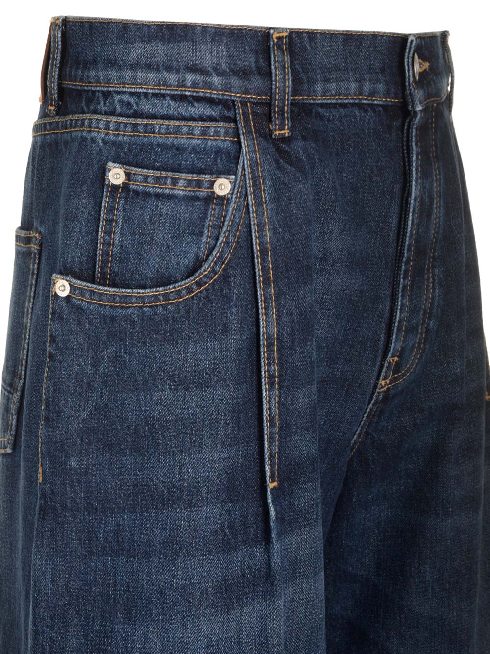 Alexander Mcqueen Dark Blue Cotton Denim Shorts In Blue