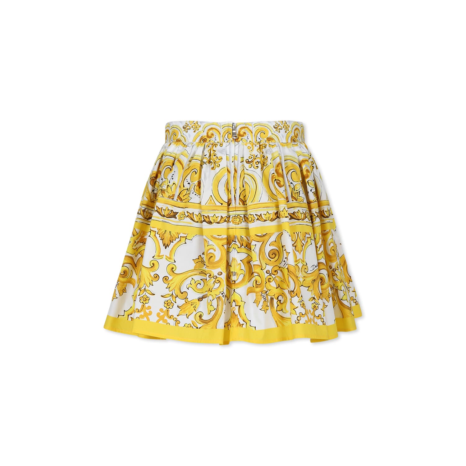 Shop Dolce & Gabbana Yellow Skirt For Girl With Yellow Majolica Print