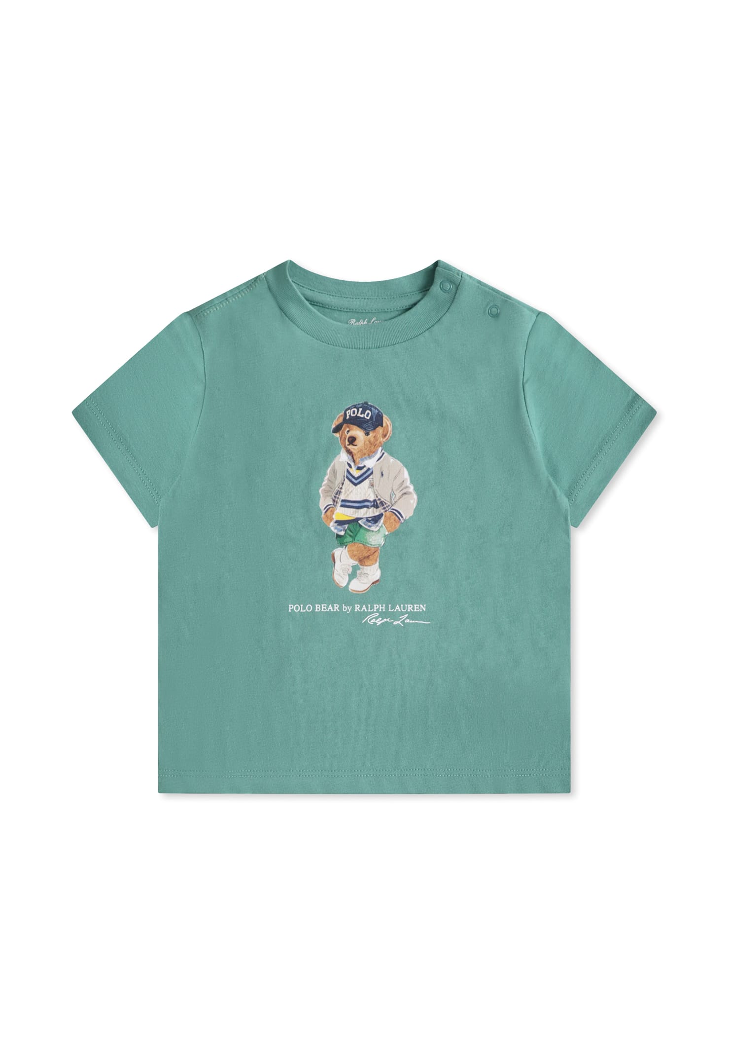 Ralph Lauren Green T-shirt For Baby Boy With Polo Bear In Green