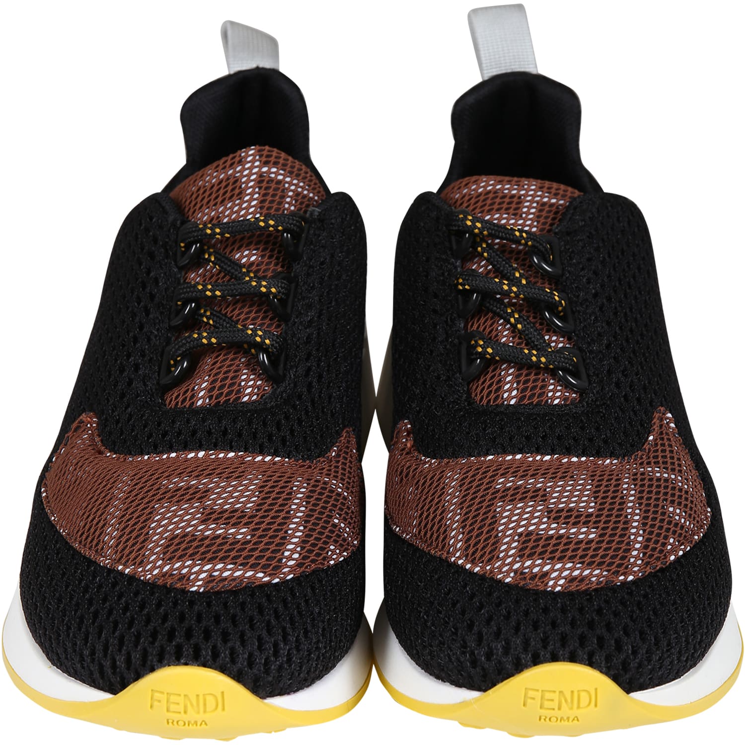 Shop Fendi Black Sneakers For Kids With Iconic Double F In Multicolor