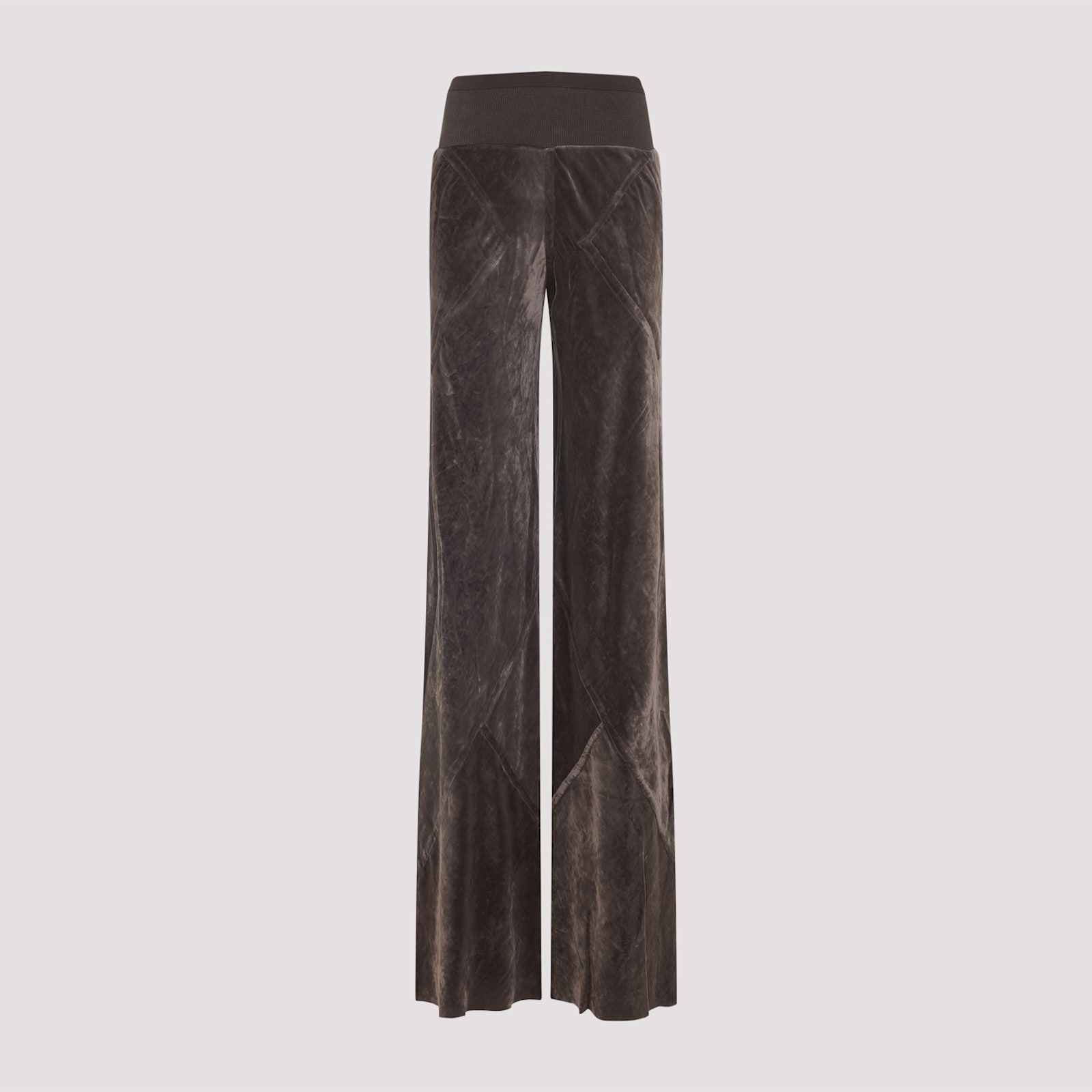 Rick Owens Wide-leg Trousers With Ribbed Waistband In Brown
