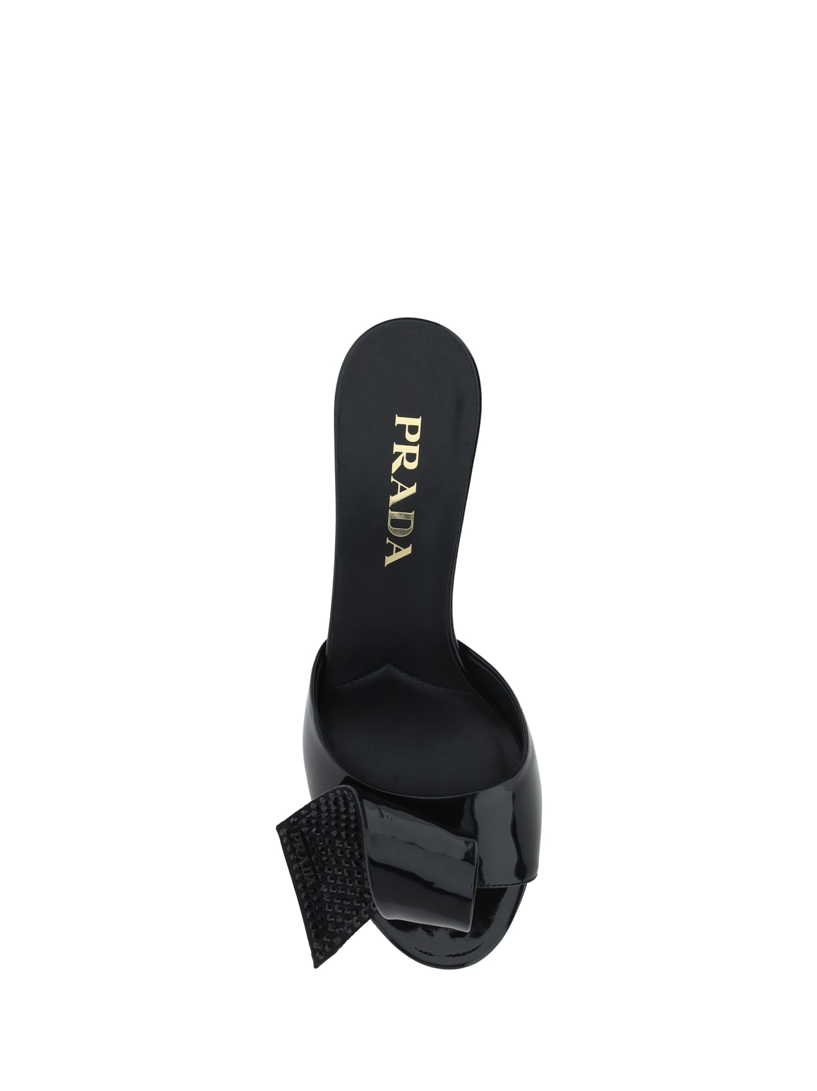 Shop Prada Bow Sandals In Nero