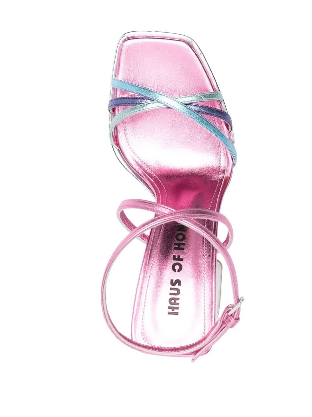 Haus Of Honey Wannabe Mirror Leather Sandals In Metallic