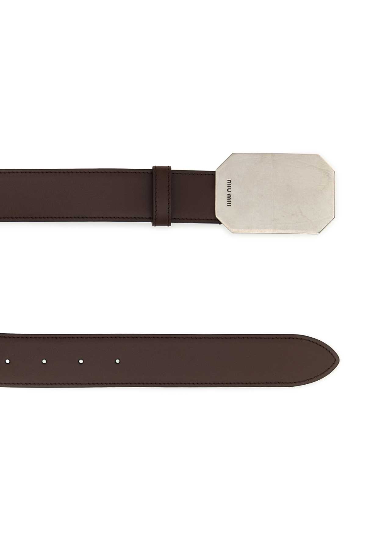 Shop Miu Miu Brown Leather Belt In Radica