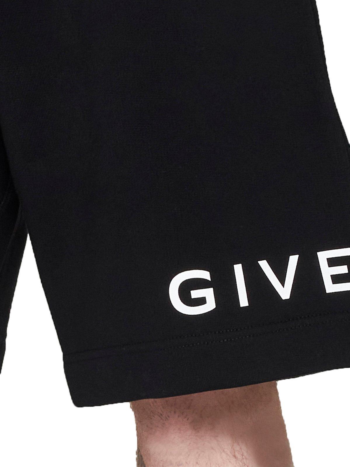 Shop Givenchy Logo Printed Elastic Waist Shorts In Black