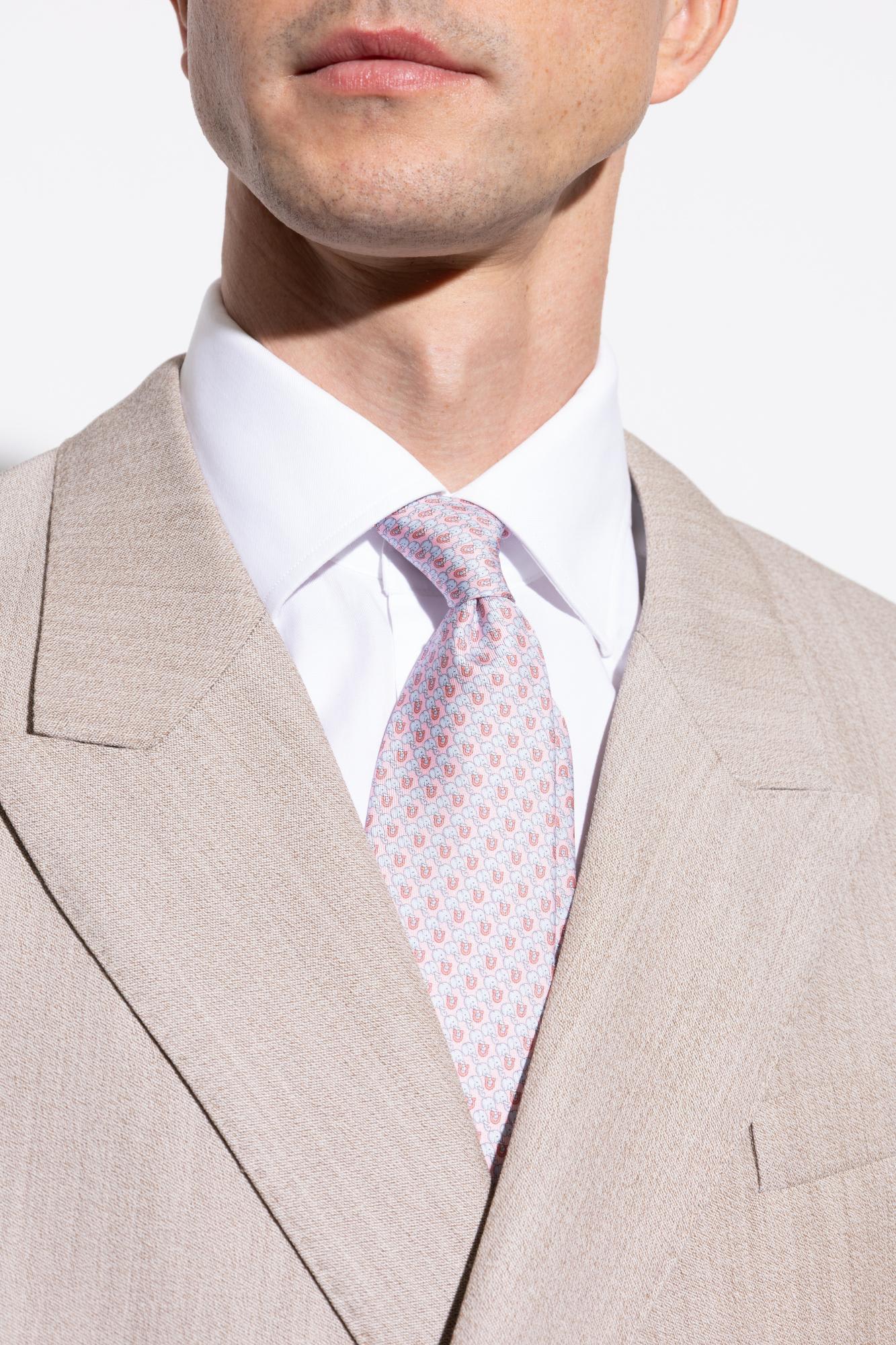 Ferragamo Silk Tie In Pink