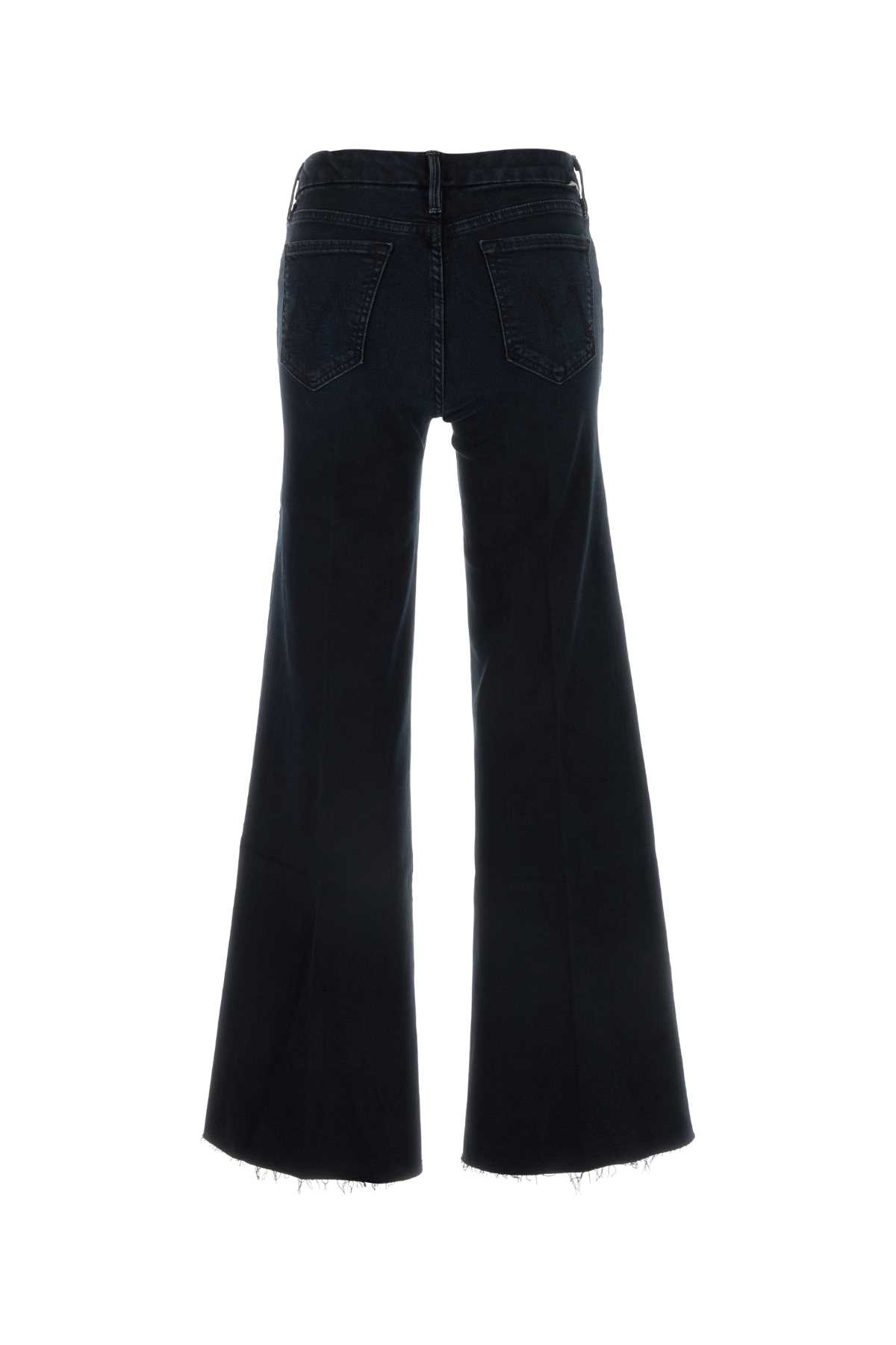 Shop Mother Dark Blue Stretch Denim The Roller Fray Jeans In Niv