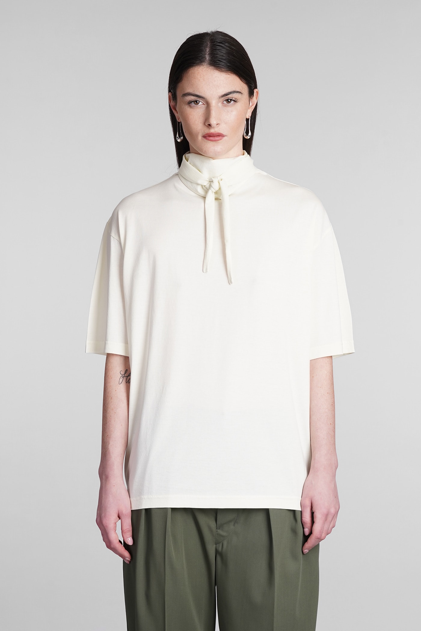 Shop Lemaire T-shirt In Beige Cotton In Yellow