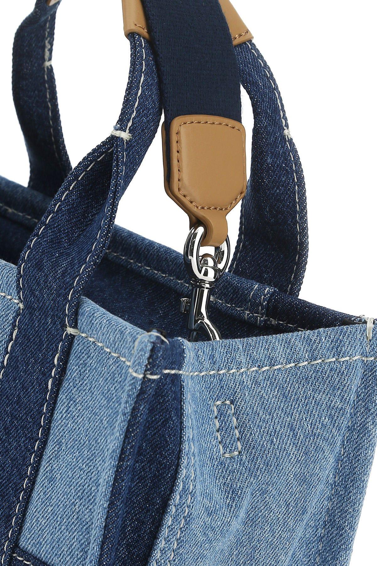 Shop Marc Jacobs The Tote Bag Logo Tote In Blue Denim