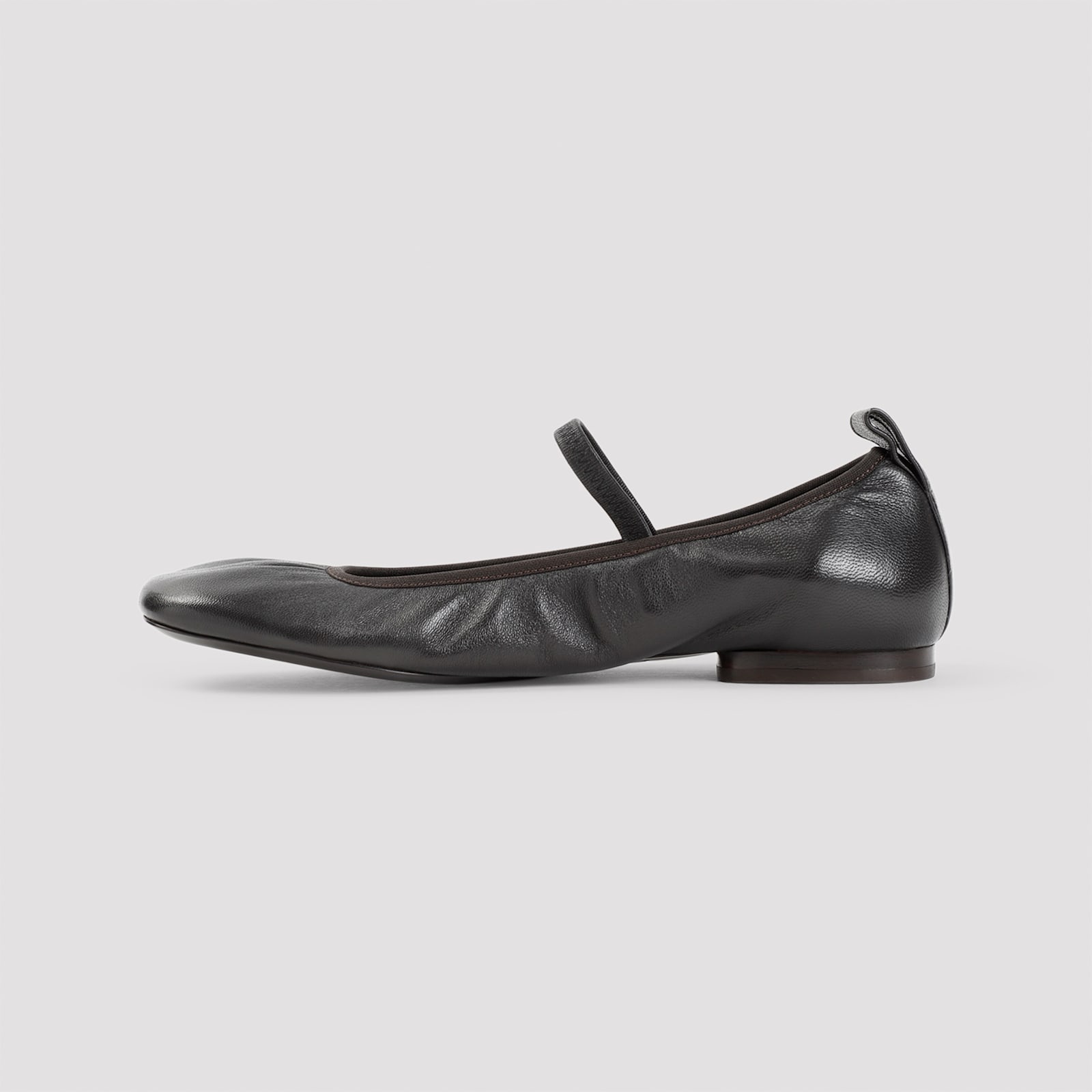 Shop Lemaire Square Flat Ballerinas In Dark Chocolate