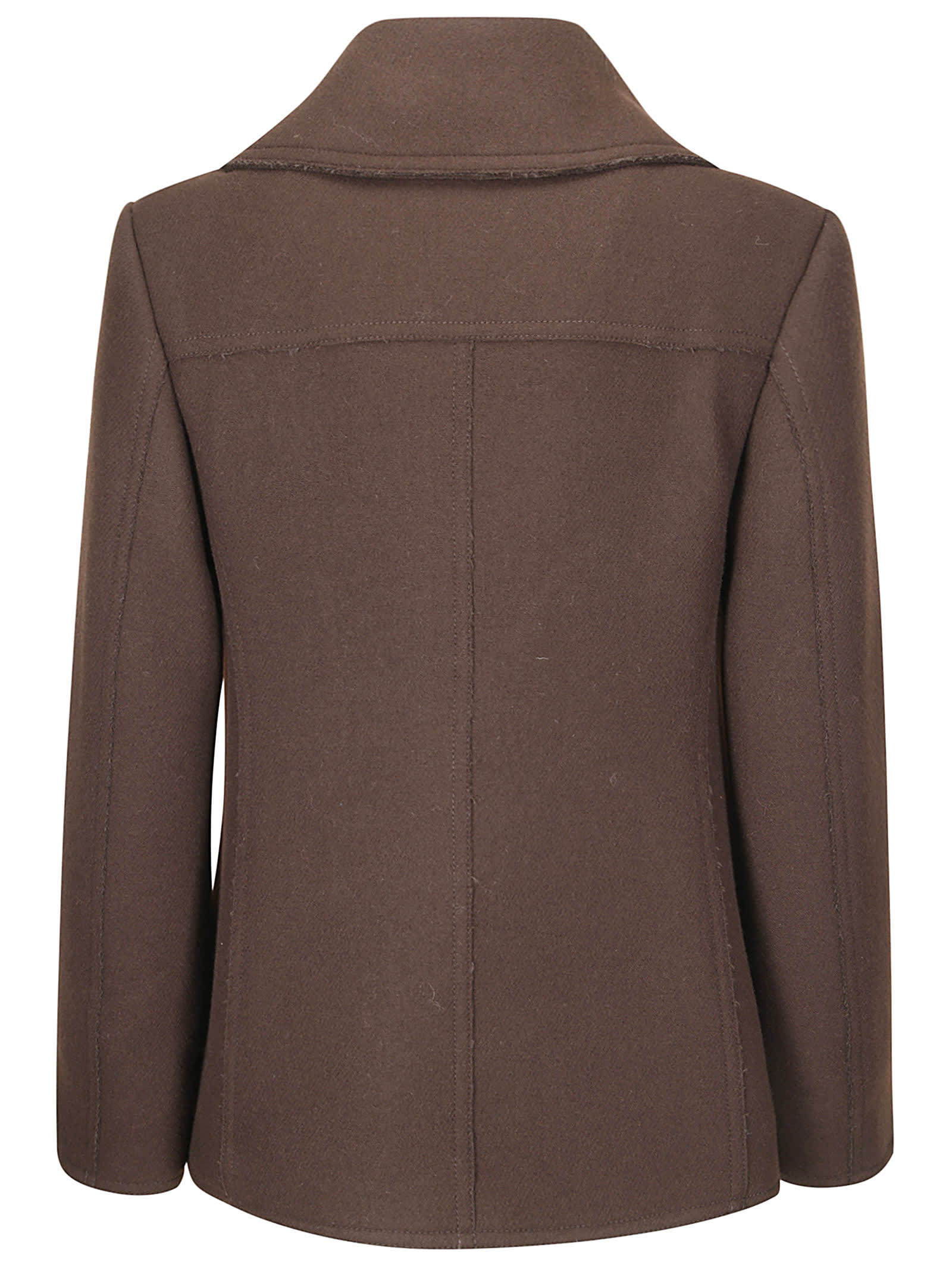 Shop Acne Studios Zip Detailed Felted Jacket In Maroon Red