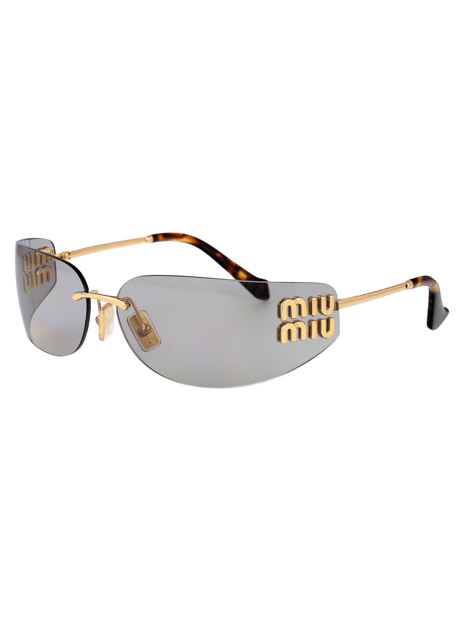 Miu Miu 0mu A51s Runway 5ak50k Oro Metal Sunglasses In Gray