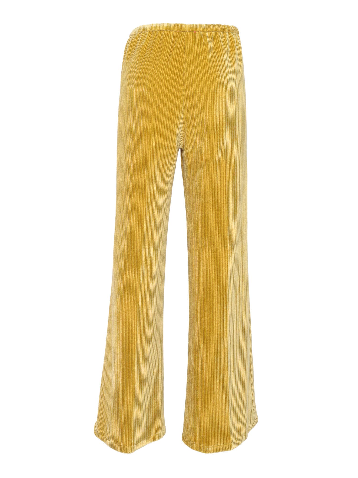 Shop Forte Forte Flared Velvet Knitted Trousers In Yellow