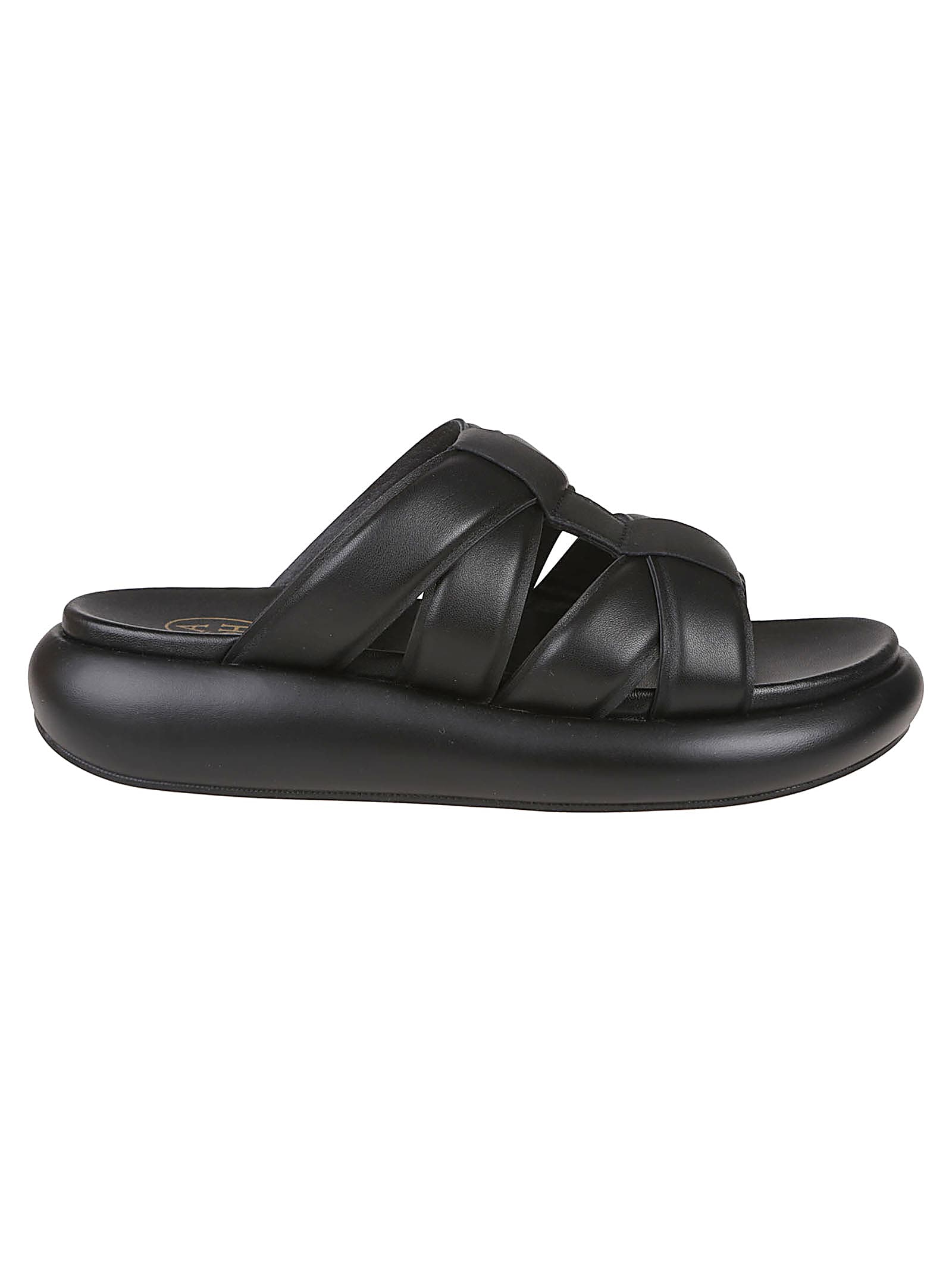 Ash Black Leather Vip Bis Sandals