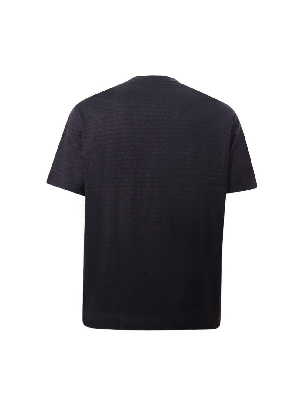 Emporio Armani Jersey T-shirt With Flocked Lighthouse Print And Logo In Black