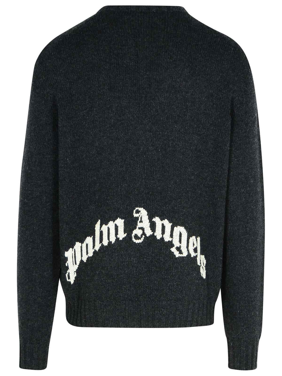 Shop Palm Angels Dark Grey Merino Wool Blend Sweater