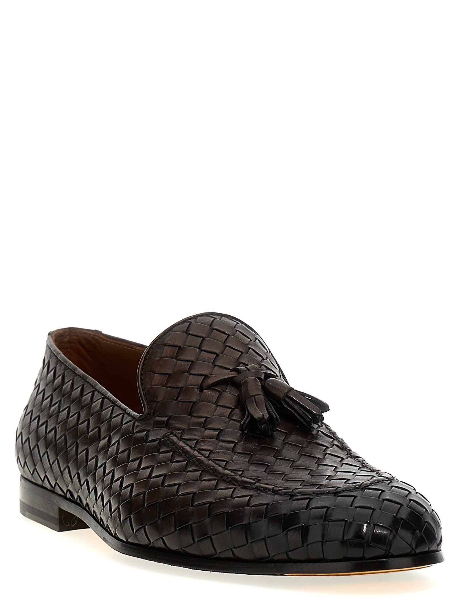 Shop Doucal's Braided Loafers In Brown