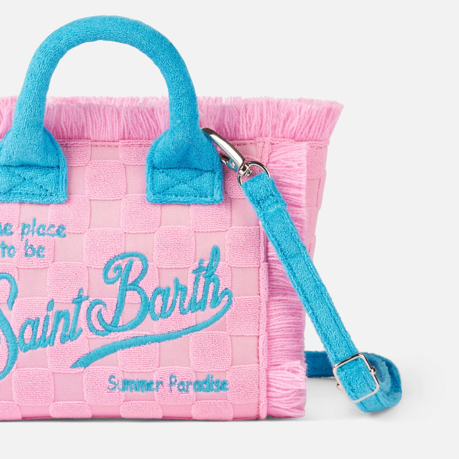 Shop Mc2 Saint Barth Mini Vanity Pink Terry Embossed Handbag