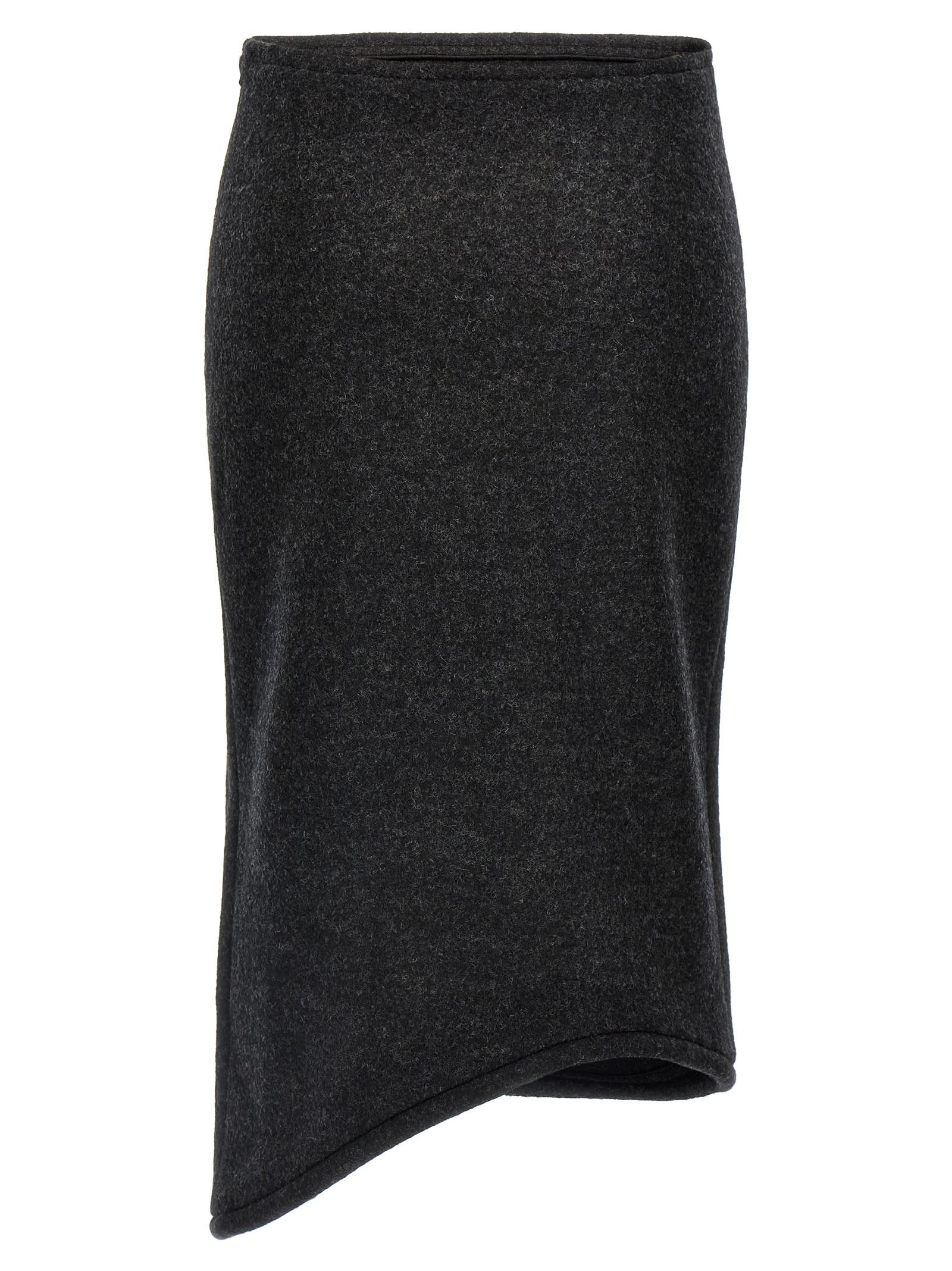 Shop Victoria Beckham Padded Tube Detail Skirt In Gray