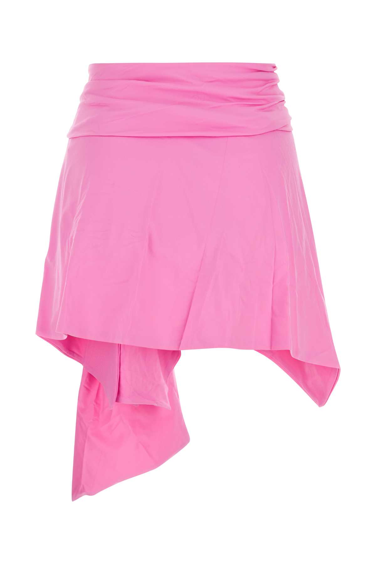 Attico Pink Stretch Nylon Mini Skirt In 266