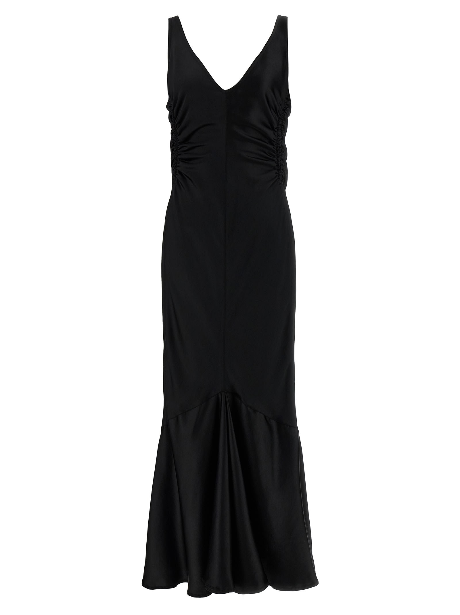 ワンピース SPORTMAX LONG BLACK DRESS IN SATIN Long satin dress, black | Sportmax