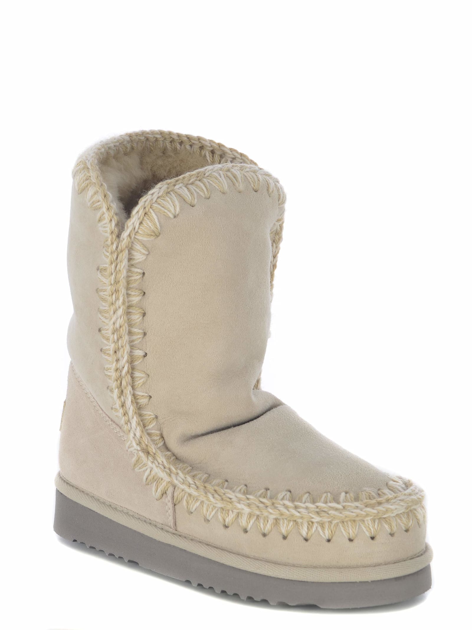 Shop Mou Boots  Eskimo 24 Made In Suede In Beige