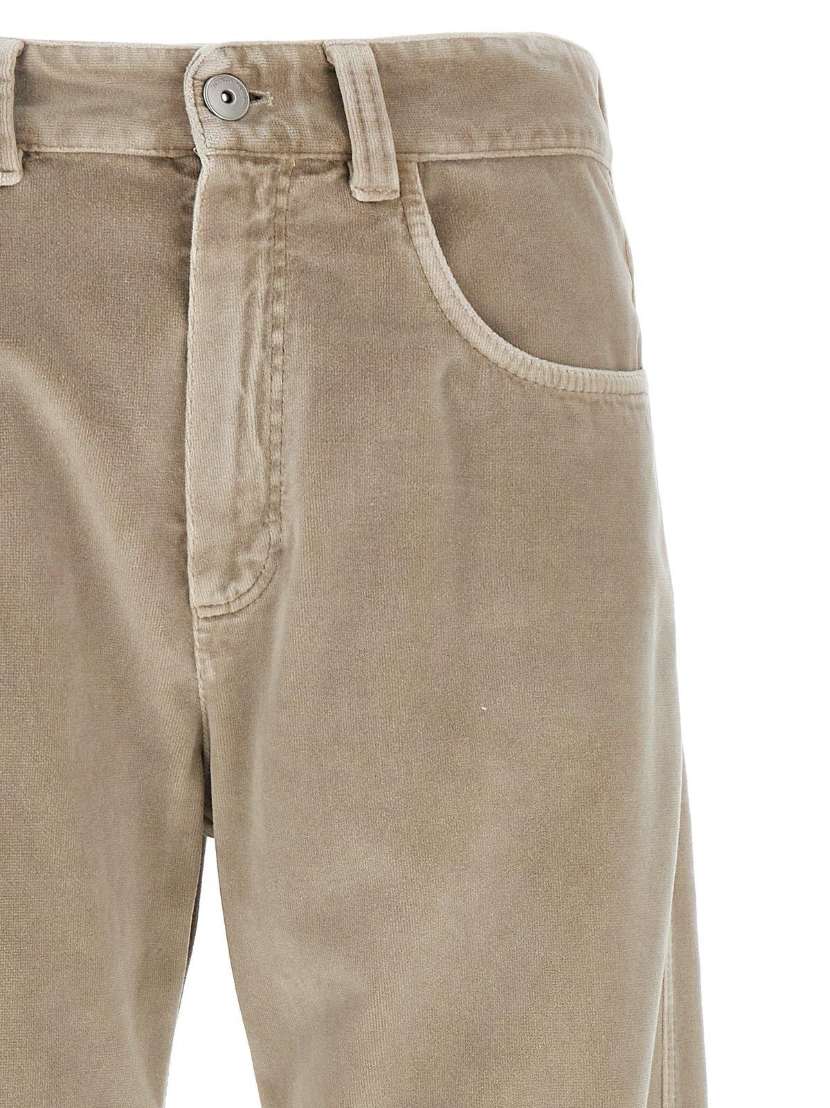 Shop Brunello Cucinelli Velvet Pants In Beige