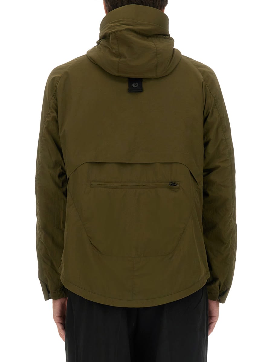 Jg1 Textured Nylon Hooded Jacket In Military Green