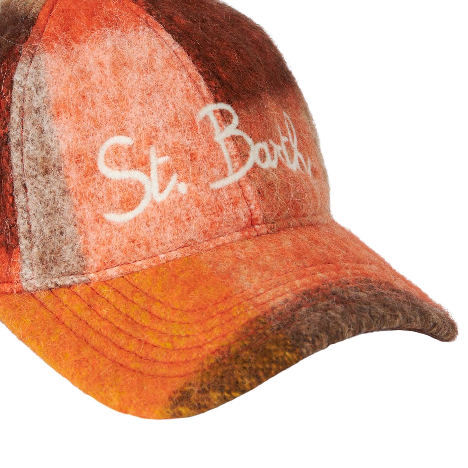 Shop Mc2 Saint Barth Woman Baseball Cap With Orange Check Embroidery
