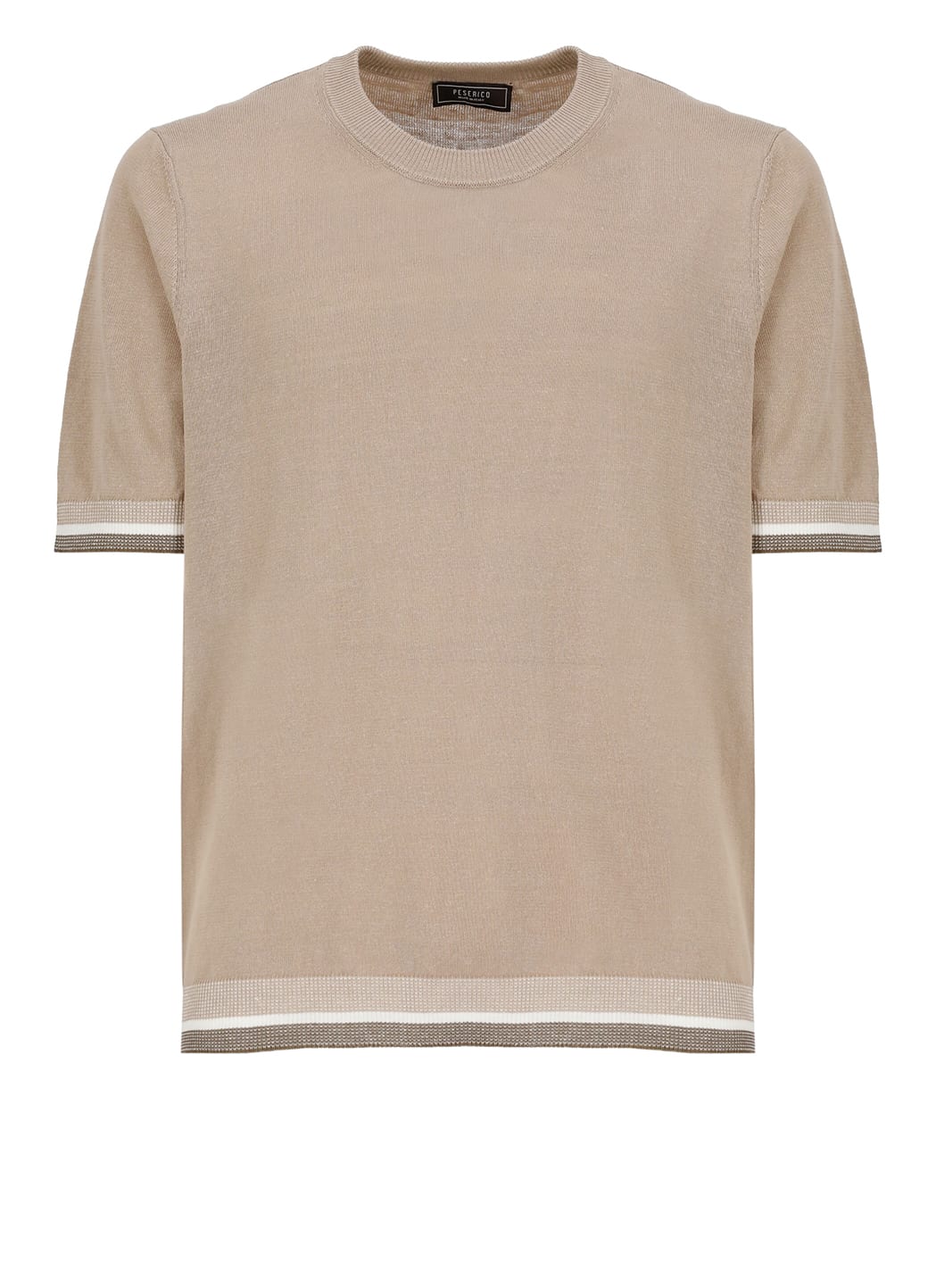 Shop Peserico Linen And Cotton T-shirt In Beige