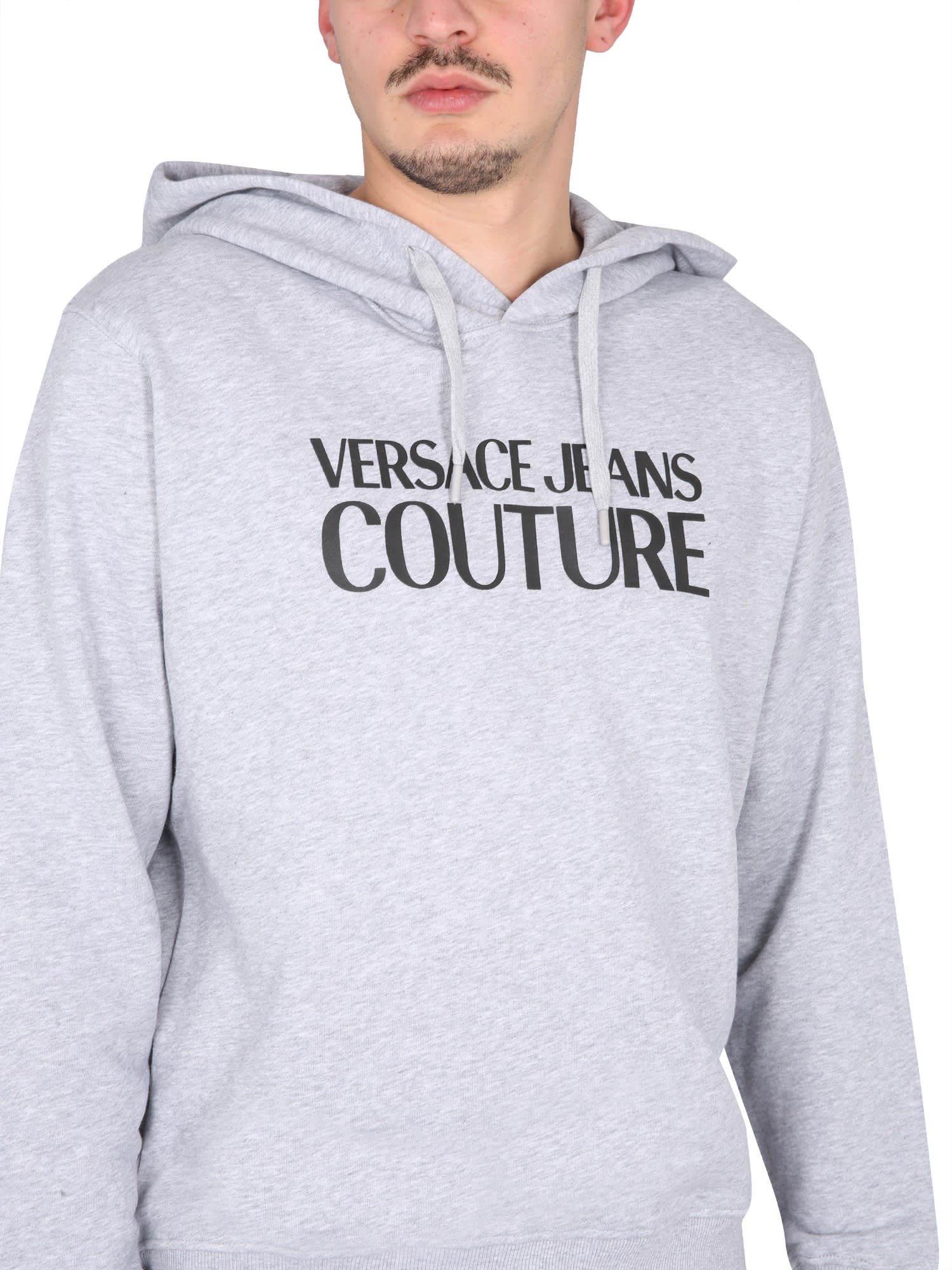 Shop Versace Jeans Couture Sweatshirt With Logo In Grigio
