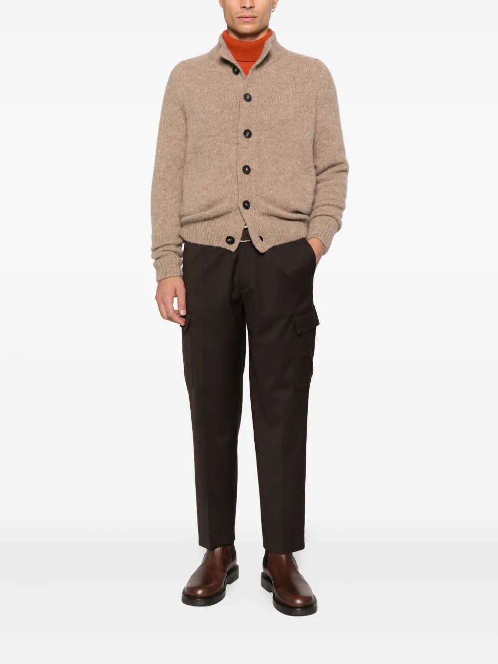 Filippo De Laurentiis Buttoned Wool Cardigan In Neutral