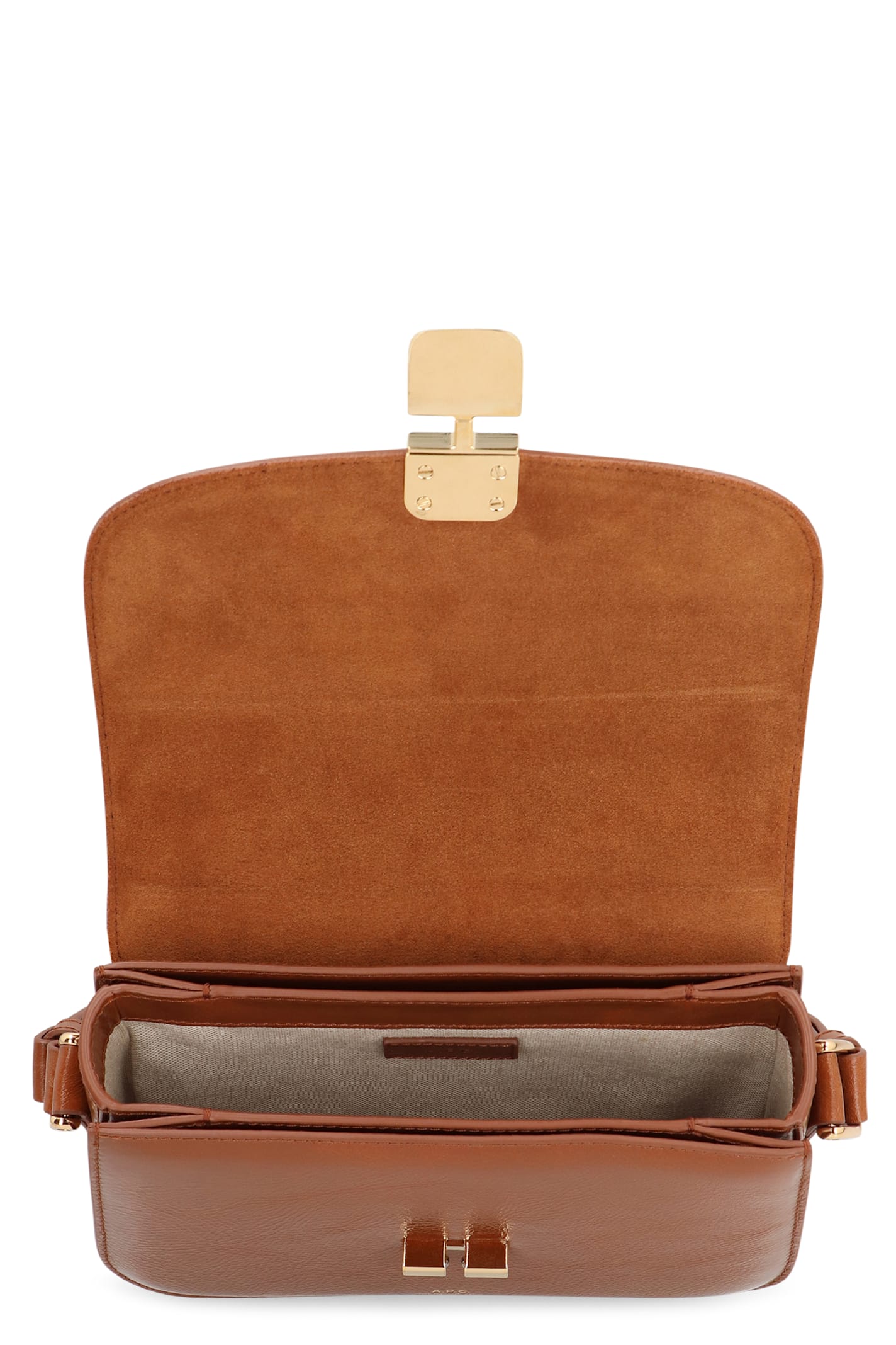 Apc A.p.c. Grace Small Foldover Top Crossbody Bag In Brown