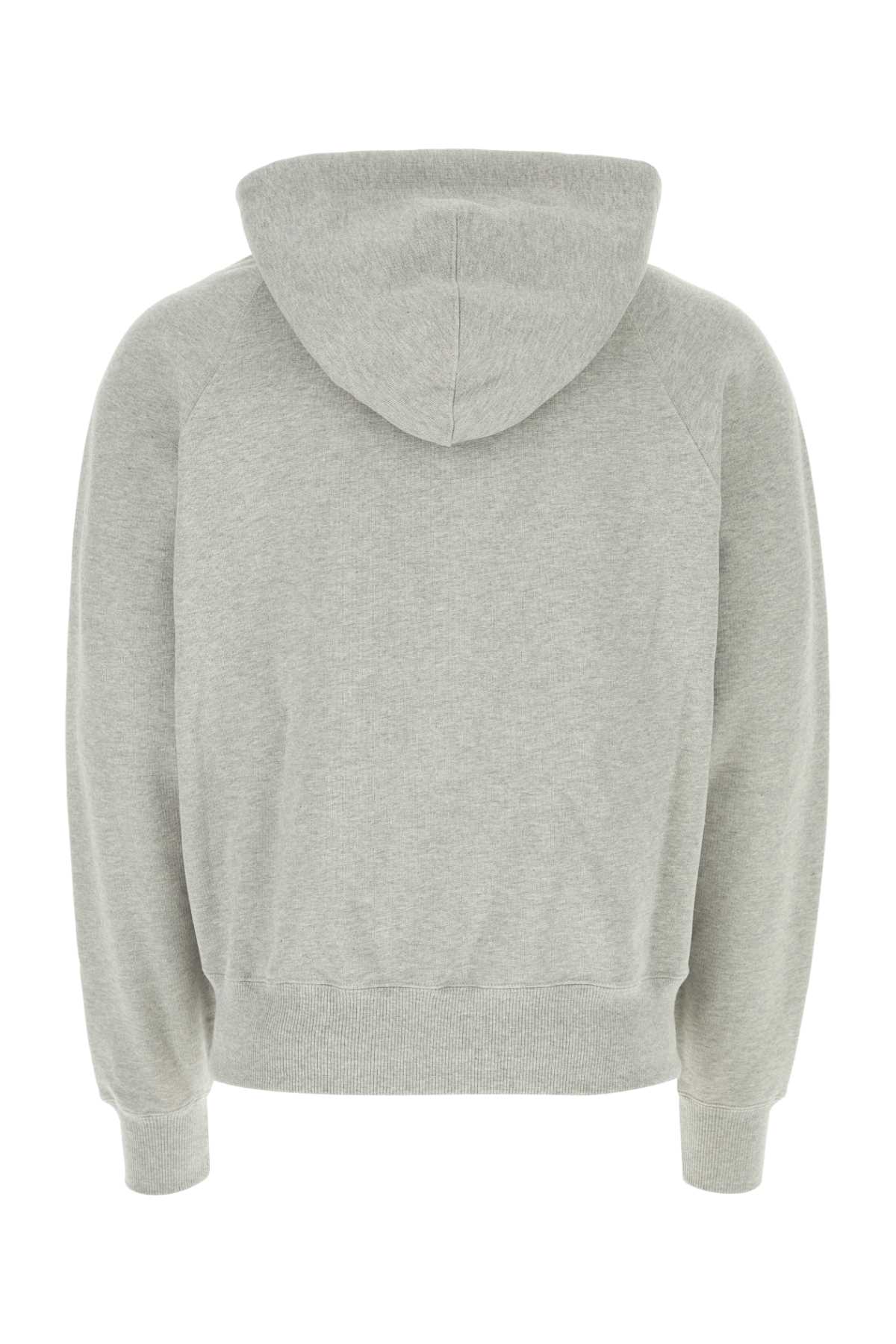 Ami Alexandre Mattiussi Melange Grey Stretch Cotton Sweatshirt In Heatherashgrey