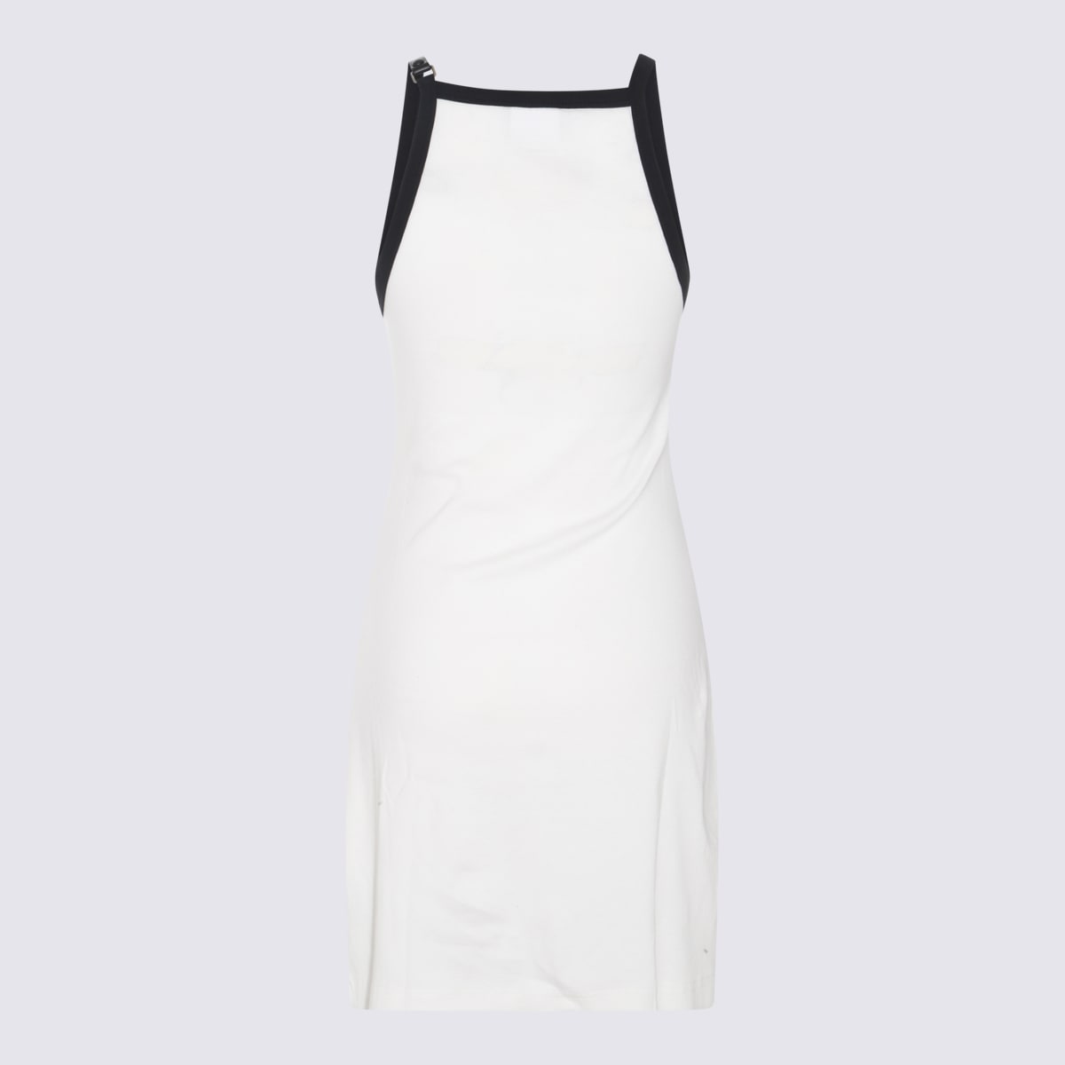 Shop Courrèges White And Black Cotton Dress In Heritage White/black