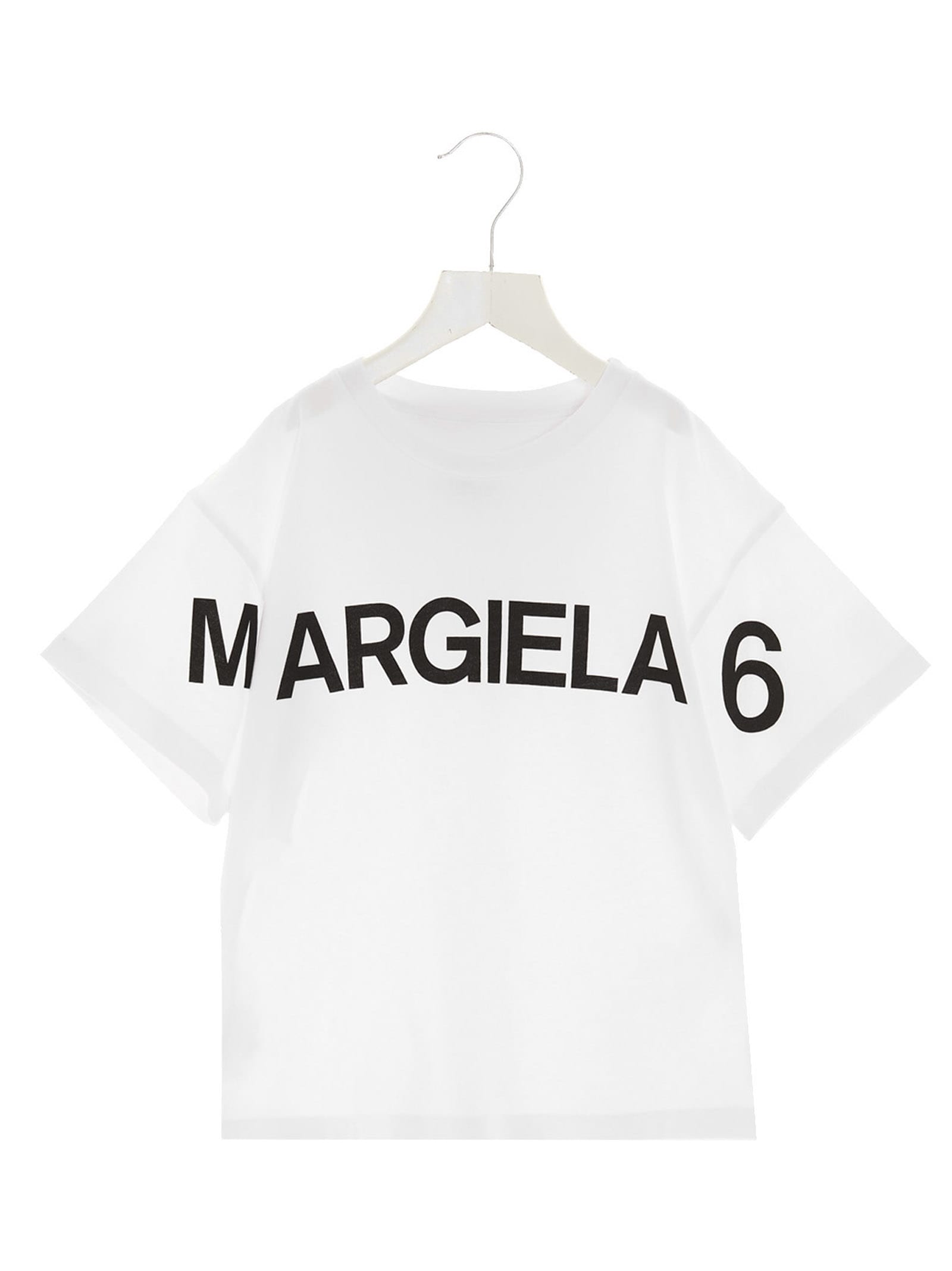 Maison Margiela Kids' Logo T-shirt In White