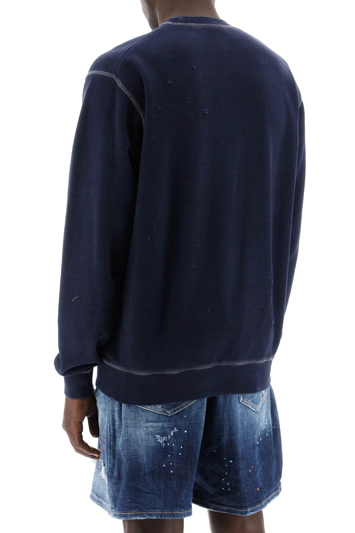 Shop Dsquared2 Used Effect Cool Fit Sweatshirt In Navy Blue (blue)