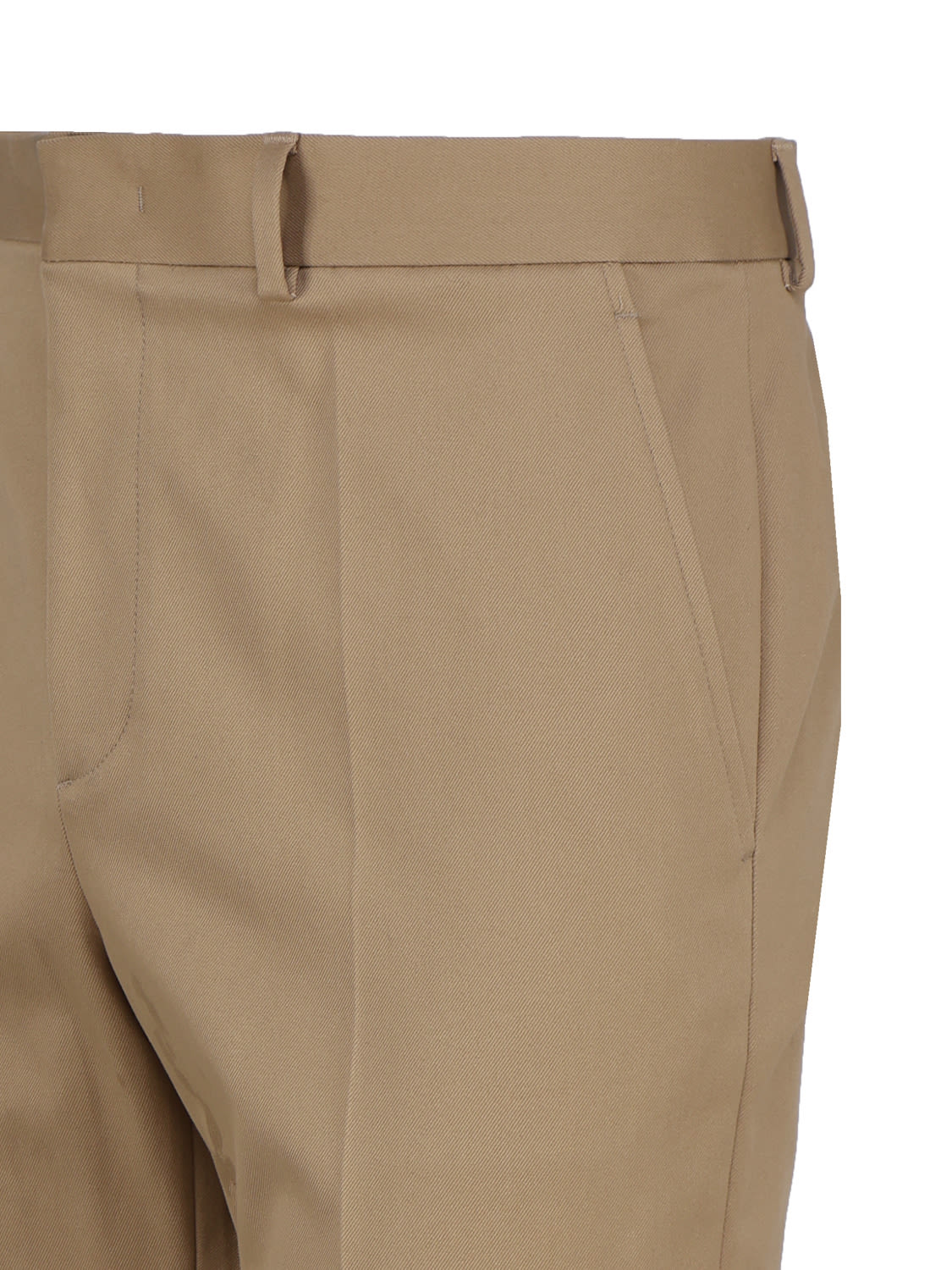 Shop Valentino Cotton Gabardine Trousers In Beige