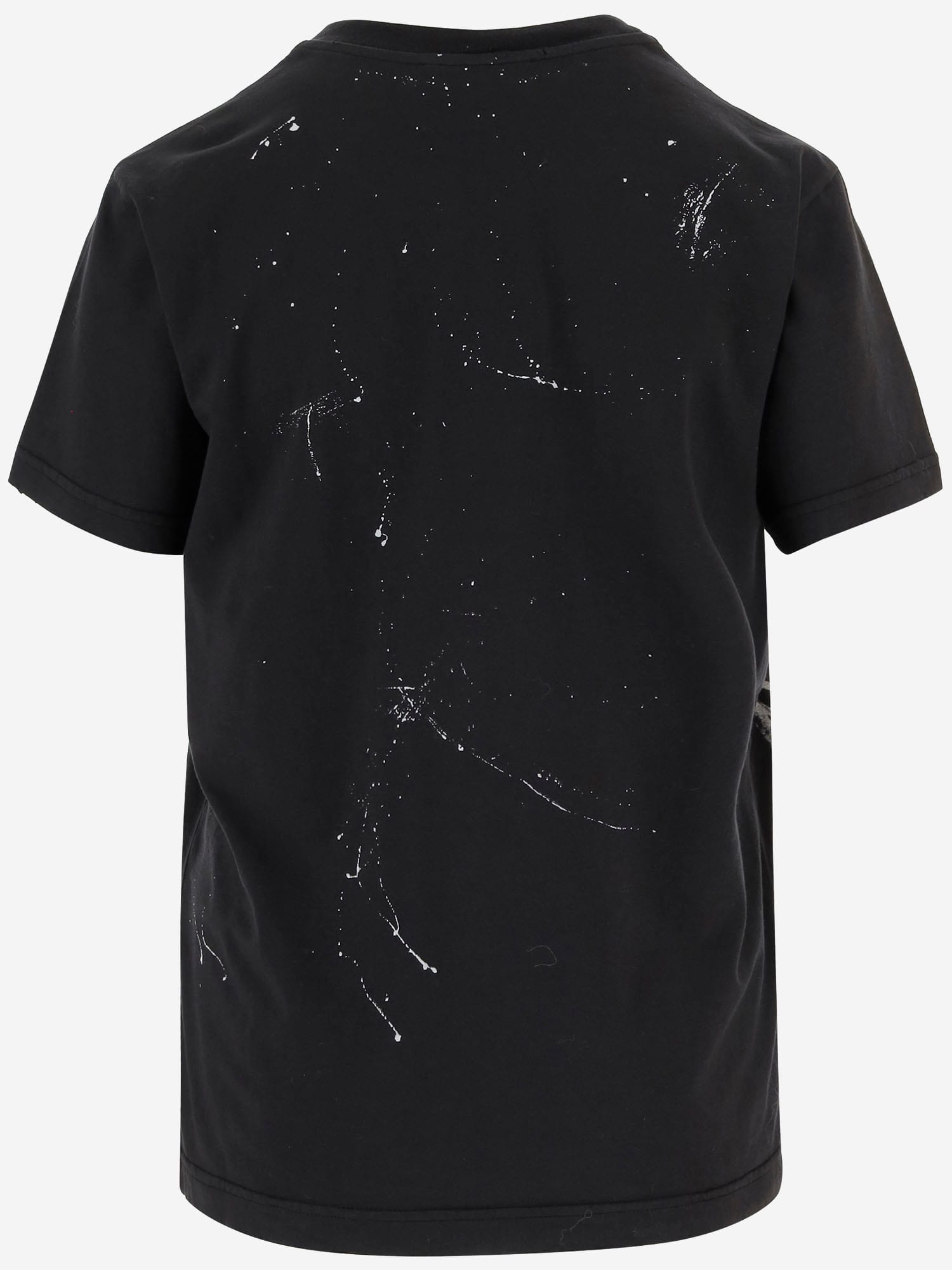 Dolce & Gabbana Graphic Print Cotton T-shirt With Ribbed Neck In Black
