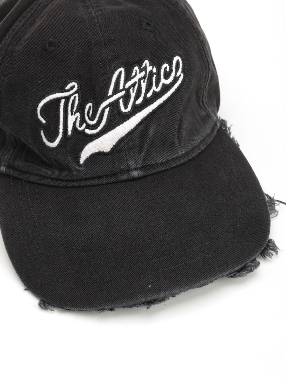 Attico Baseball Cap With Embroidery Logo And Frayed Hem In Black