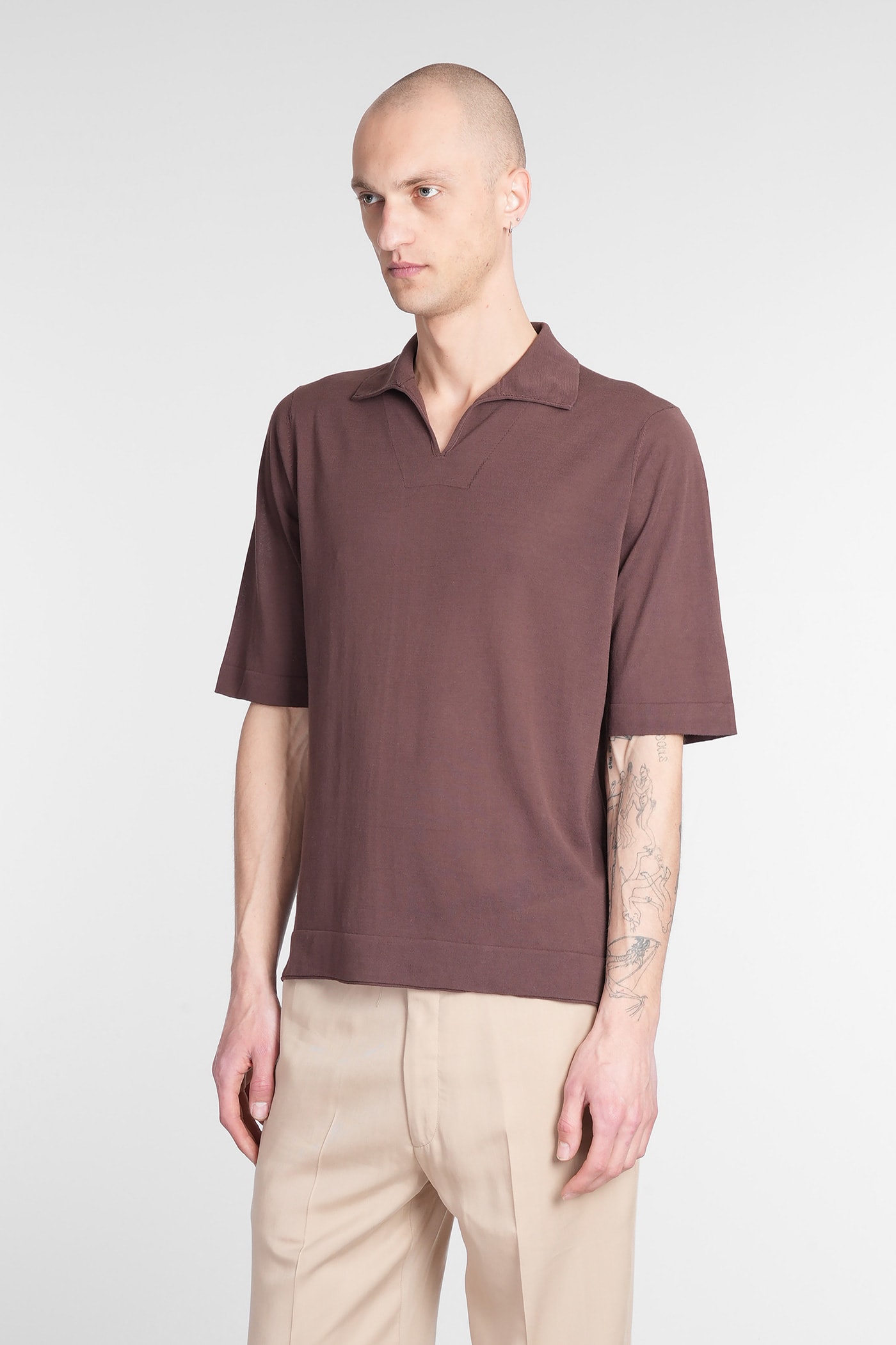 Ballantyne Polo In Brown Cotton In Brown