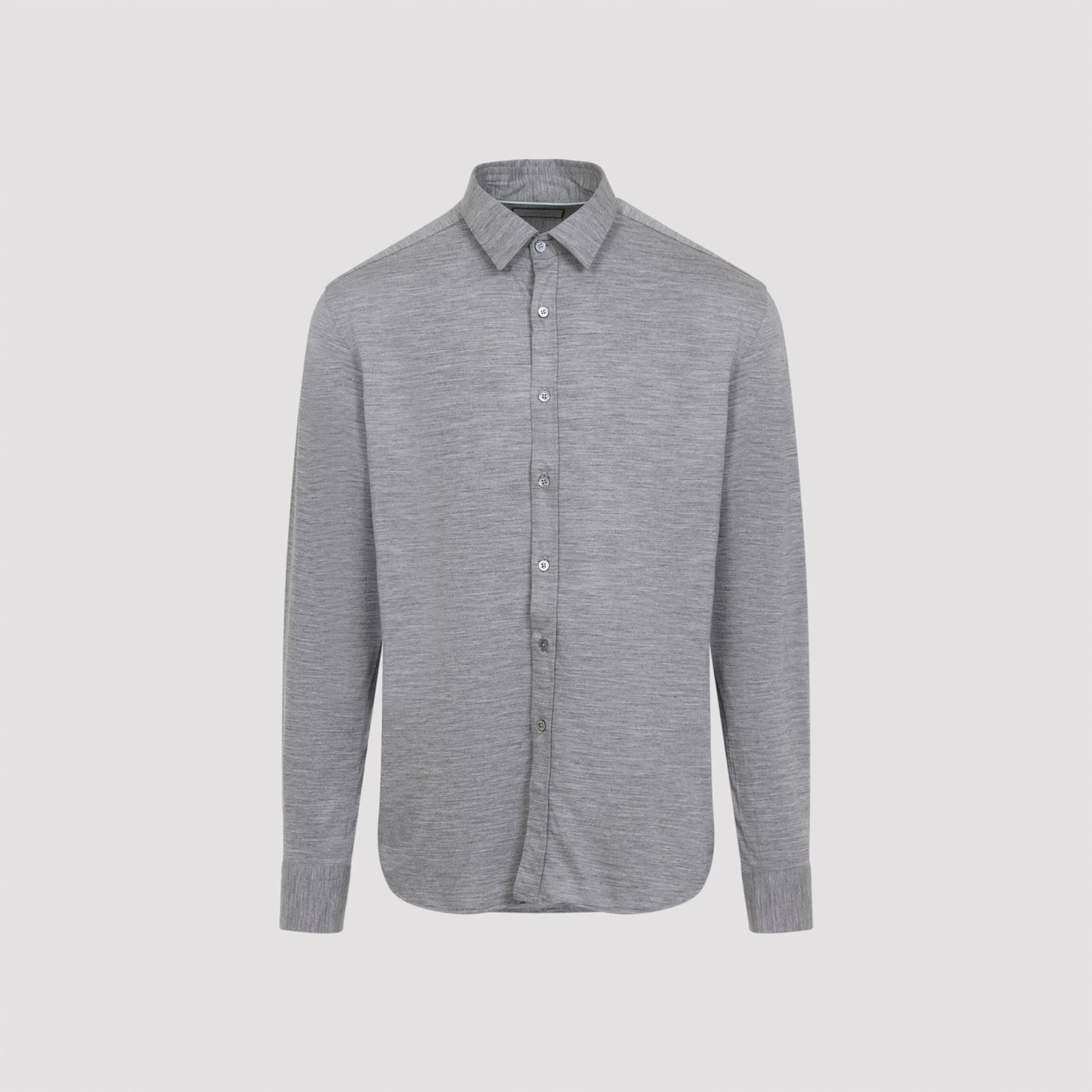 Canali Long-sleeved Wool Shirt In Gray