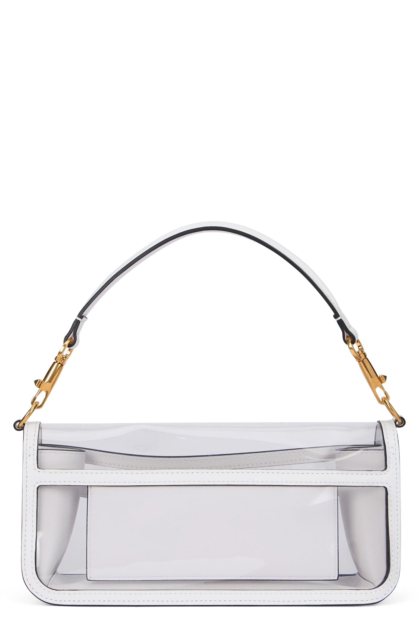 Valentino Elegant Transparent Bag With Golden Details In White