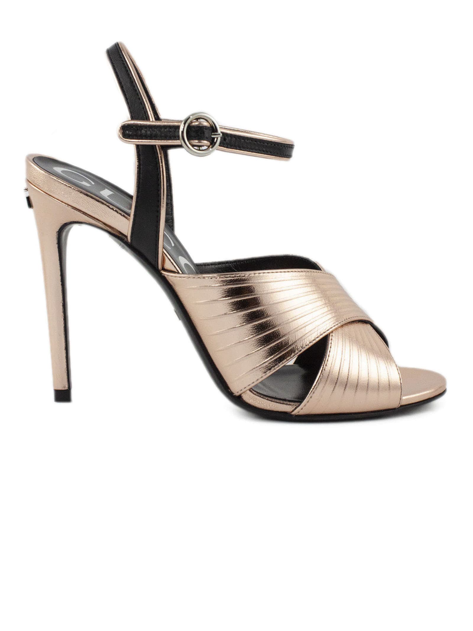 Buy Gucci Salmon Metallic Leather Sandals online, shop Gucci shoes with free shipping