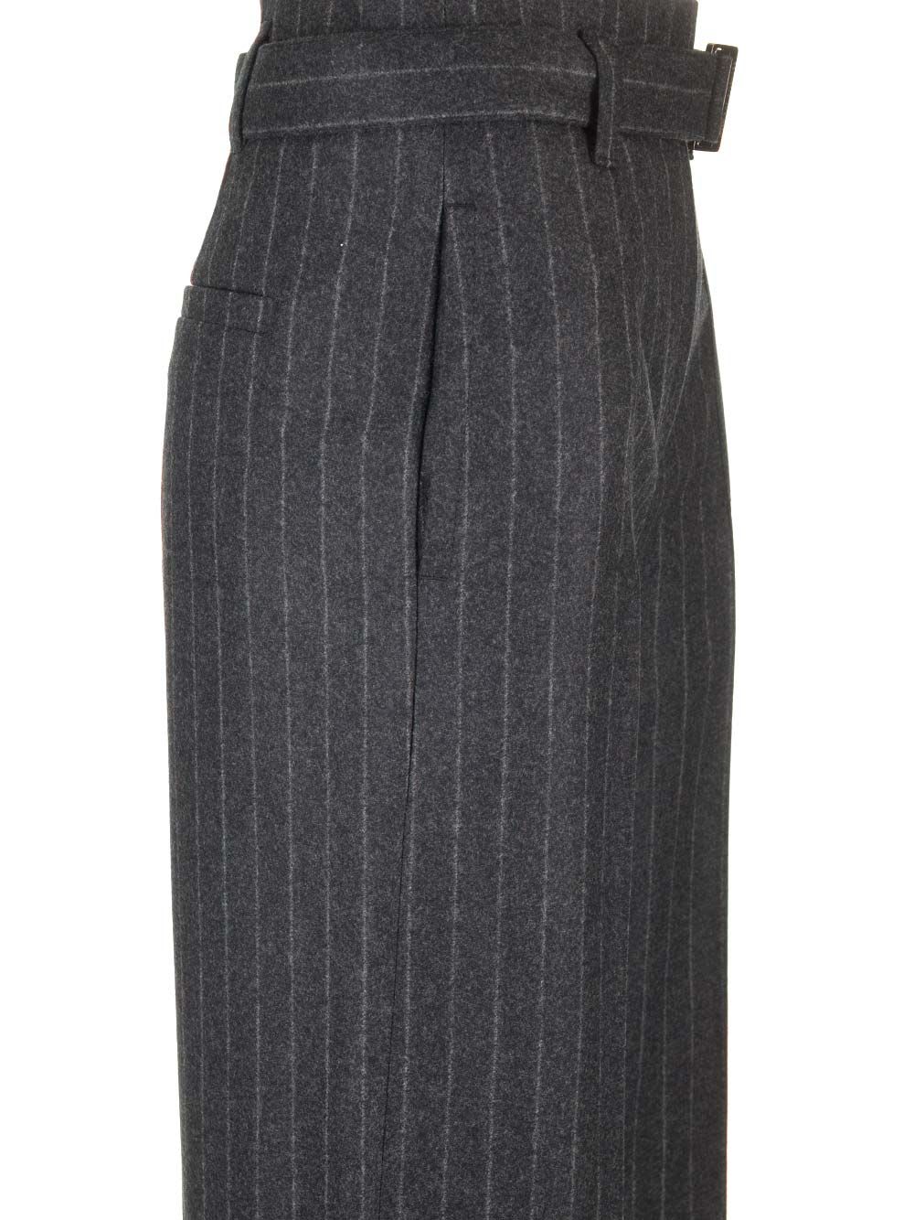 Shop Brunello Cucinelli Wool Flannel Trousers In Grey