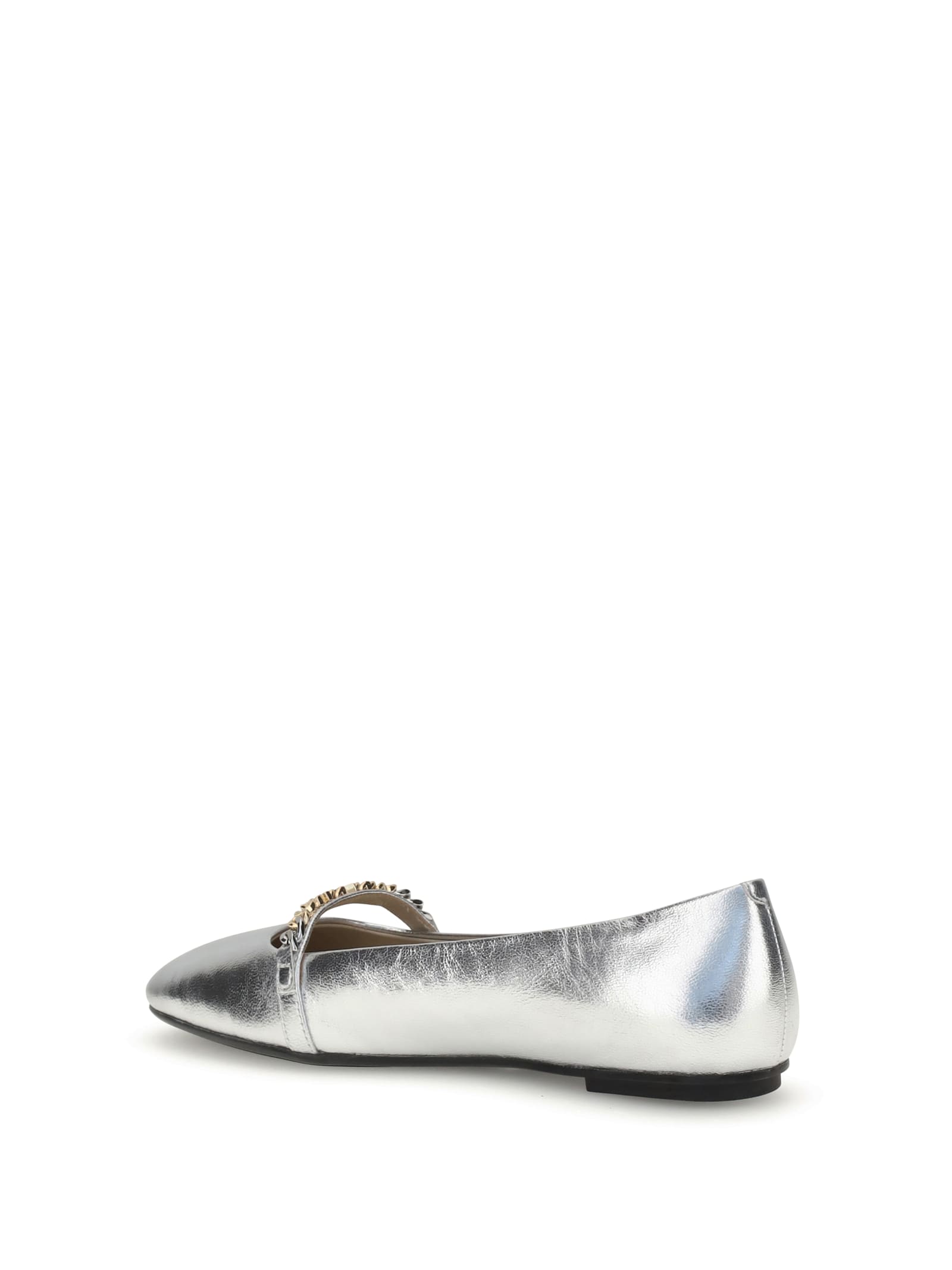 Pinko Metallic Ballerinas In Gray