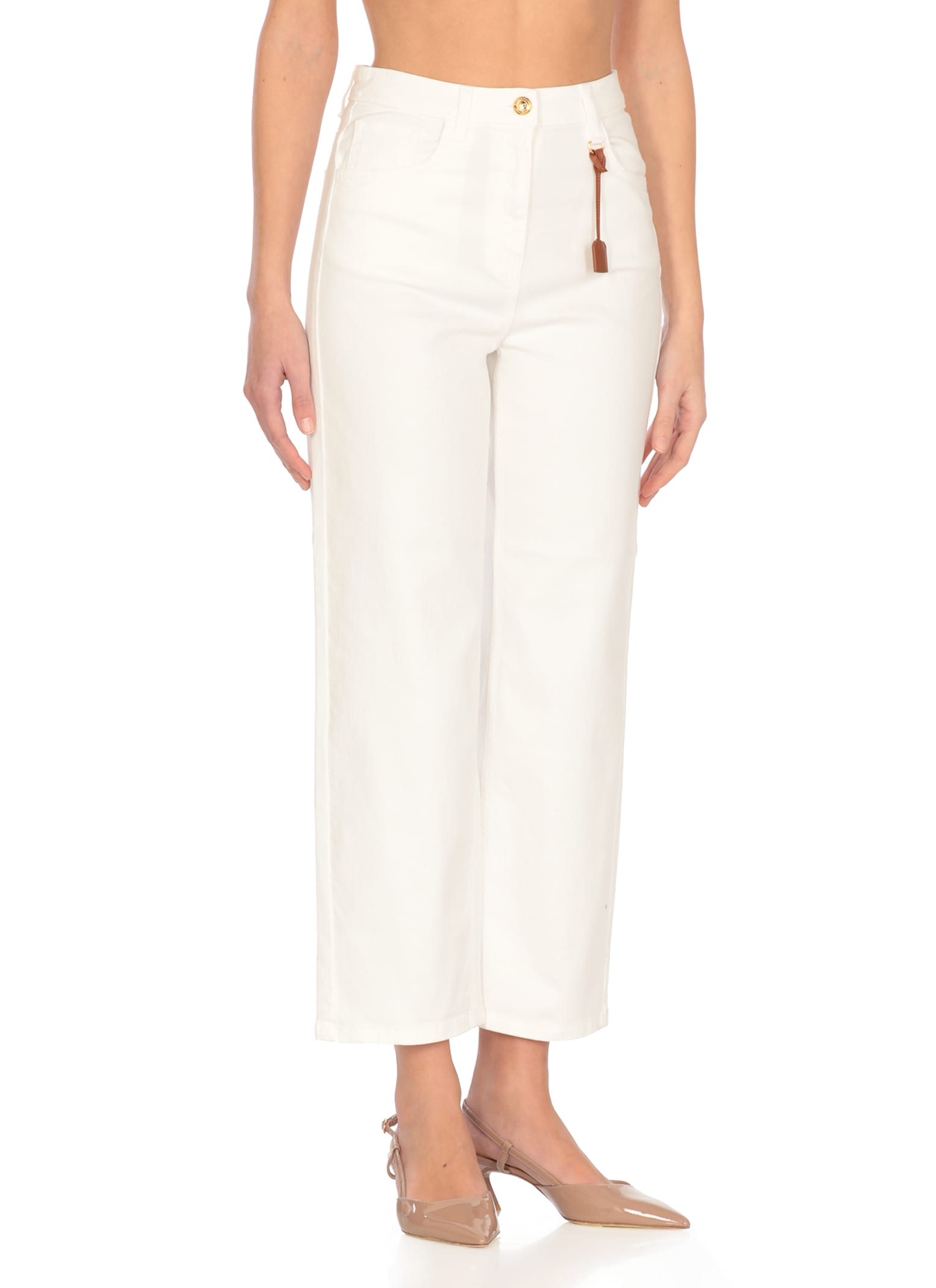 Elisabetta Franchi White Cotton Jeans In White