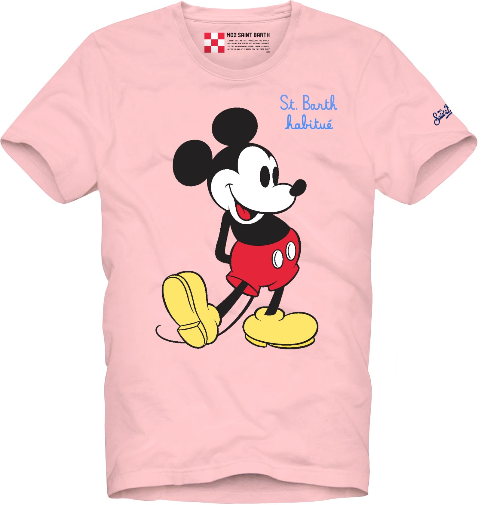 MC2 Saint Barth Where Is St. Barth Mickey Mouse Printed Pink T-shirt - Disney Special Edition ©